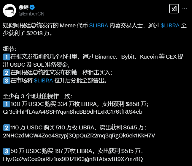 阿根廷总统代币涉嫌‘老鼠仓’与‘撤池子’策略，卷走上亿美金风波